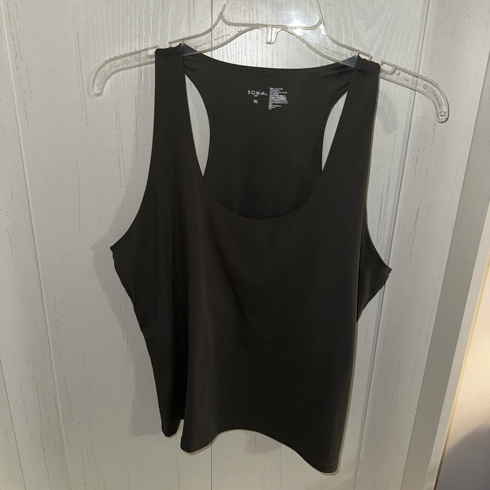 Soma Womens 24/7 Tank Top Sleeveless Basic Stretch Built-in Shelf Bra XL